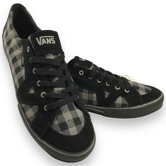 Vans Shoes - Vans Gingham Womens Suede Checked Black Grey Low Top Sneakers Size 10
